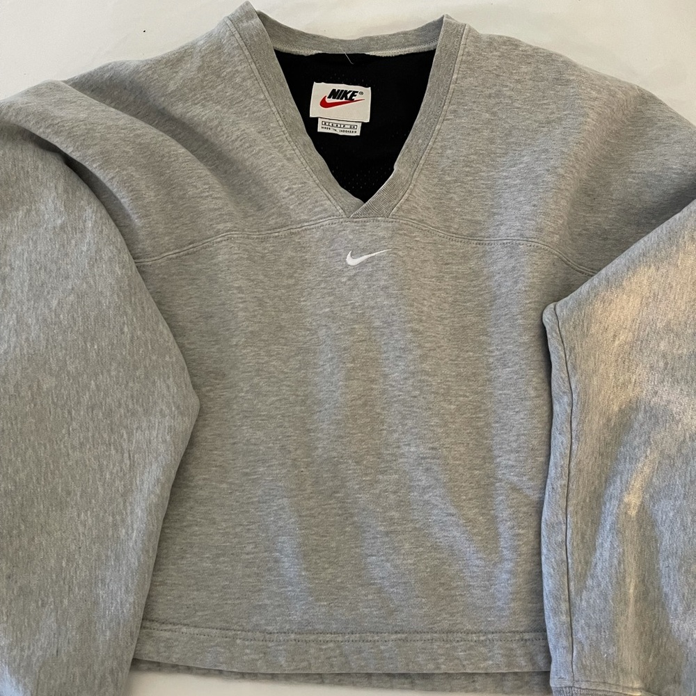 Grey Nike Logo Crop Sweater